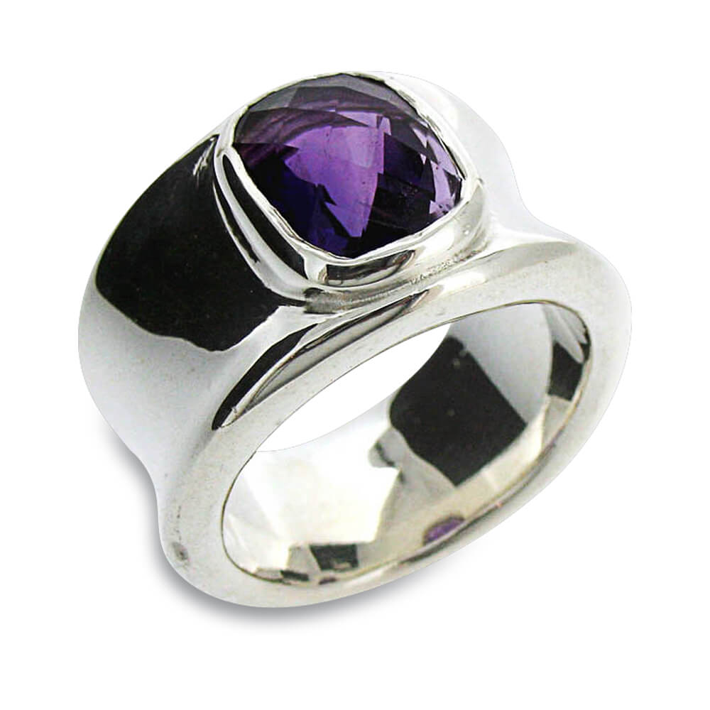 Diamond Cluster Ring With 18ct White Gold Amethyst