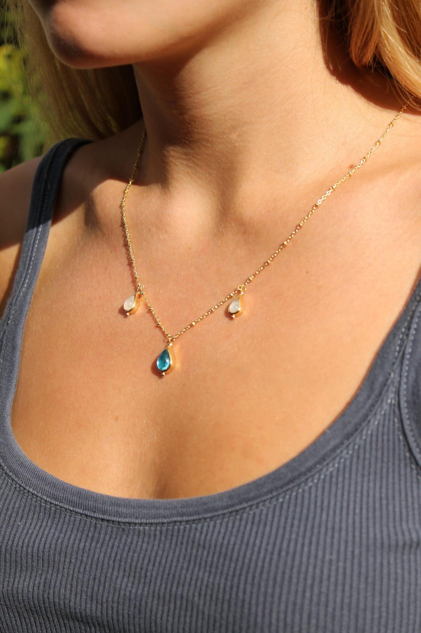 Labradorite Clear Topaz Mystic Topaz Pendant & Chain P9403 — Sarah Designs  Jewelry